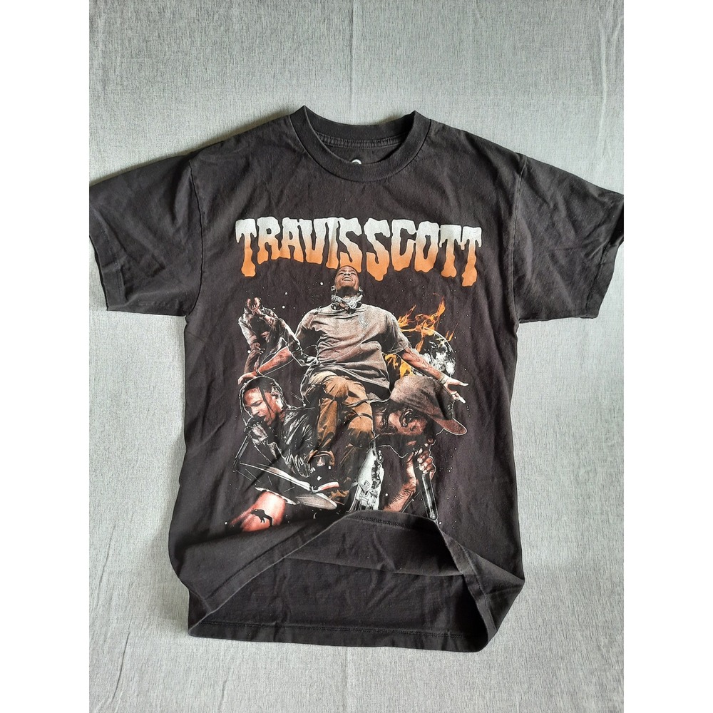 Travis Scott Men's Medium Utopia‎ Graphic Art Logo Stretch T-Shirt Short Sleeve